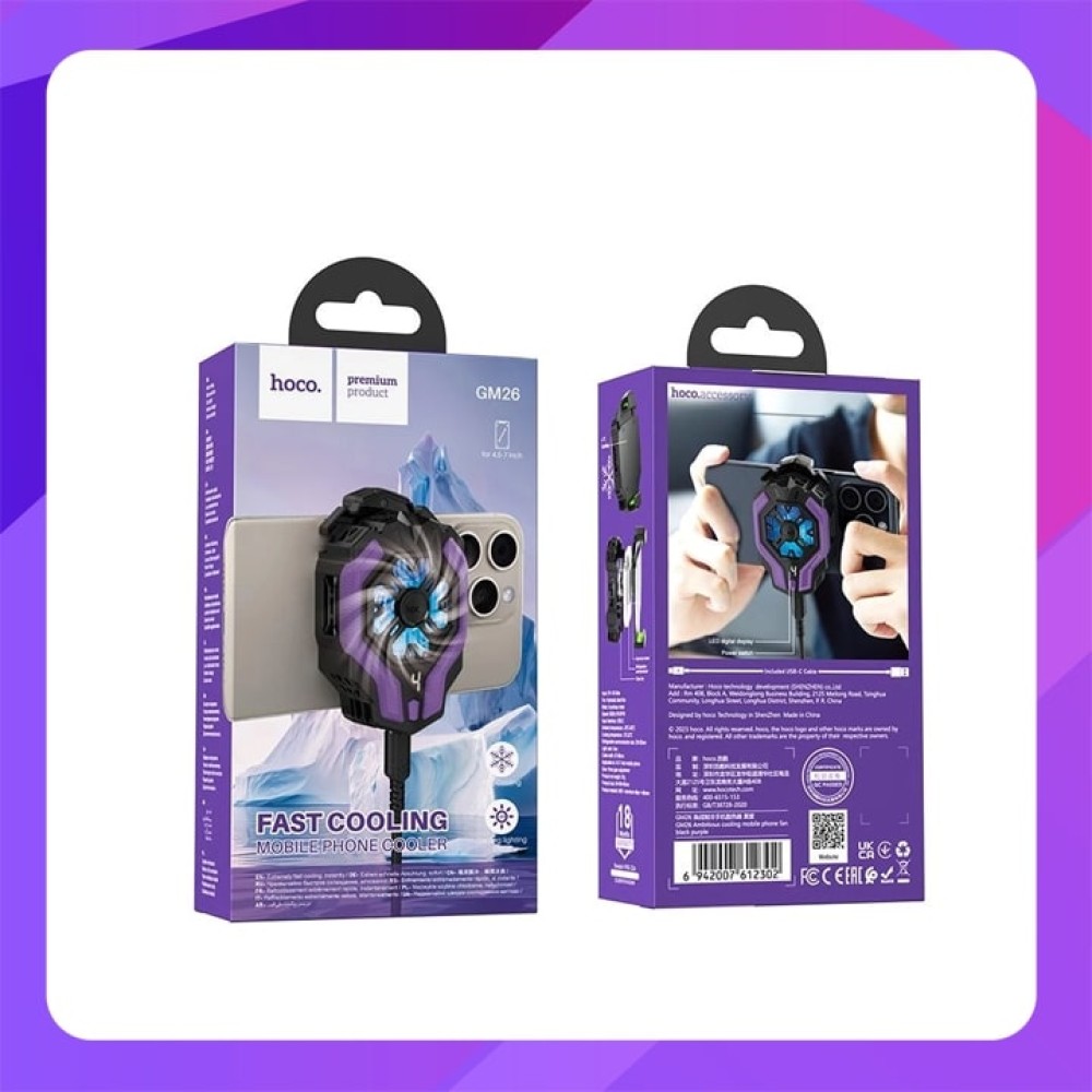 Mobile Phone Cooler Hoco GM26 για συσκευές 4.5"-7" με Ένδειξη Θερμοκρασίας